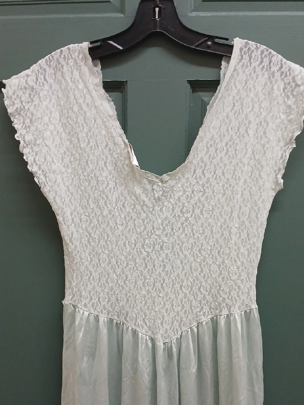 Vintage Cachet Lace Bodice Chemise Slip Dress in Pale Mint Green Size Medium - Picture 6 of 9